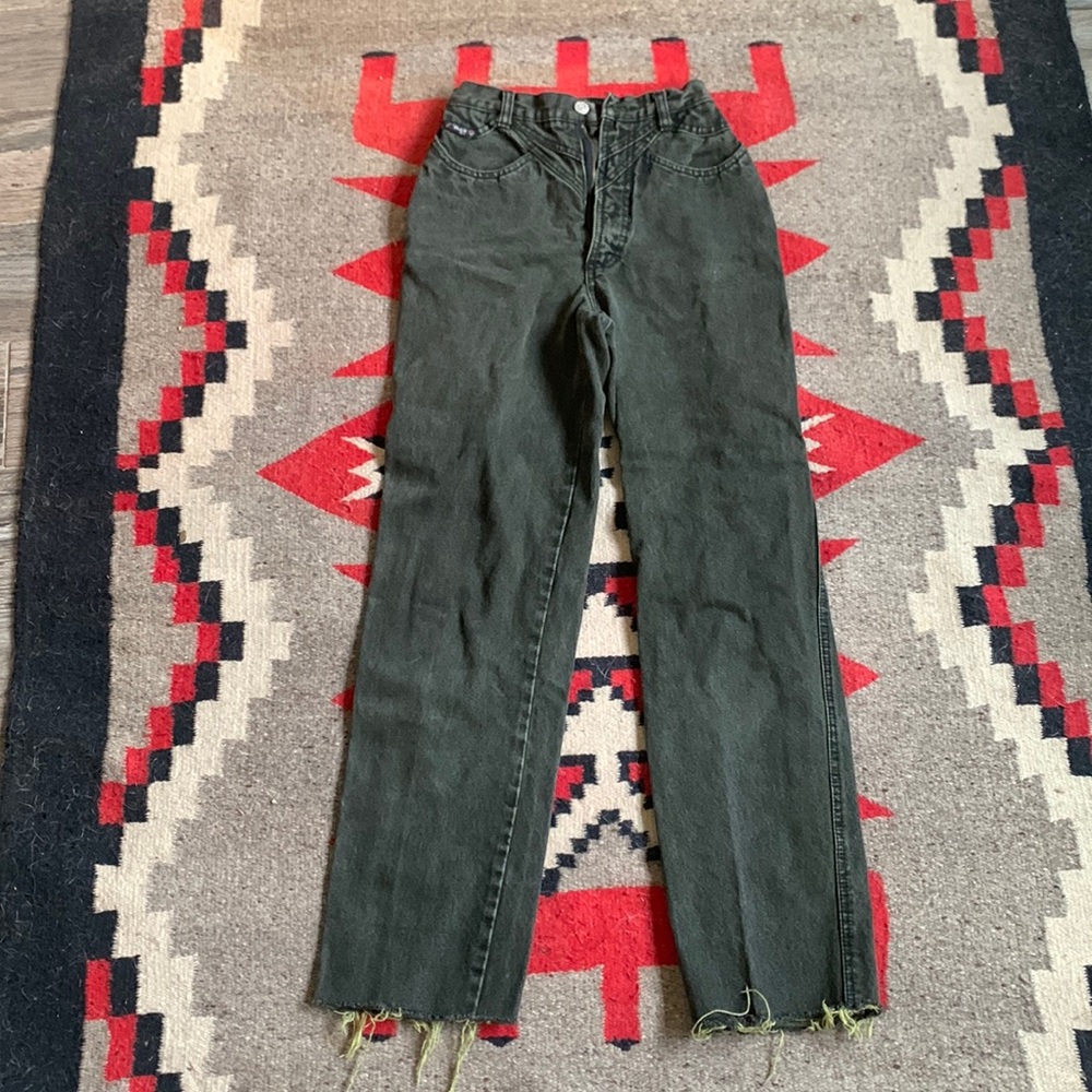 Blaze Dark Green Highwaisted Cutoff Jeans 25”